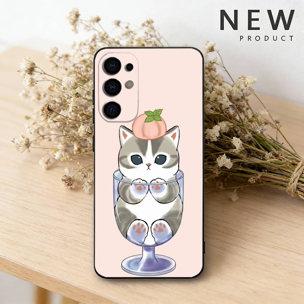 Cute M-Mofusands C-Cat  Phone Case For Samsung S26,25,24,23,22,30,21,10,9,Ultra,Plus,Lite Black Soft Case Samsung S24
