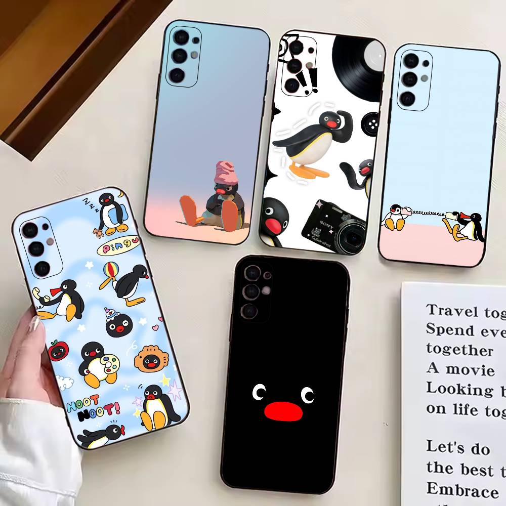 Cute P-Penguin Pingu Phone Case For Samsung S25,S24,S21,S22,S23,S30,Ultra,S20,Plus,Fe,Lite,Note,10,Black Cover