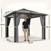 Pavilion With Polycarbonate Roof Curtains With Fly Screen Aluminum Frame Dark Gray 3 X 3 M