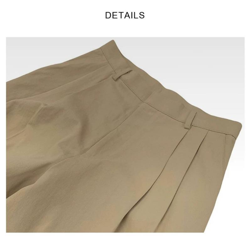 Men Loose Straight Double Pleated Casual Workwear Suit Long Trousers