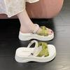 Pearl national style slippers women's summer outer wear 2025 new fairy style with skirt thick bottom not tired feet women's cool slippers