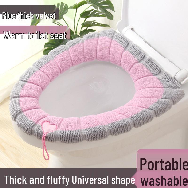 Thick Knit Washable Toilet Seat Cushion & Cover for Autumn/Winter
