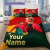Biancheria da letto per celebrazione del calcio portoghese con nome personalizzato, Set copripiumino Copripiumino Federa Regalo di compleanno per la casa (1 * copripiumino + 2 * federa, senza nucleo)