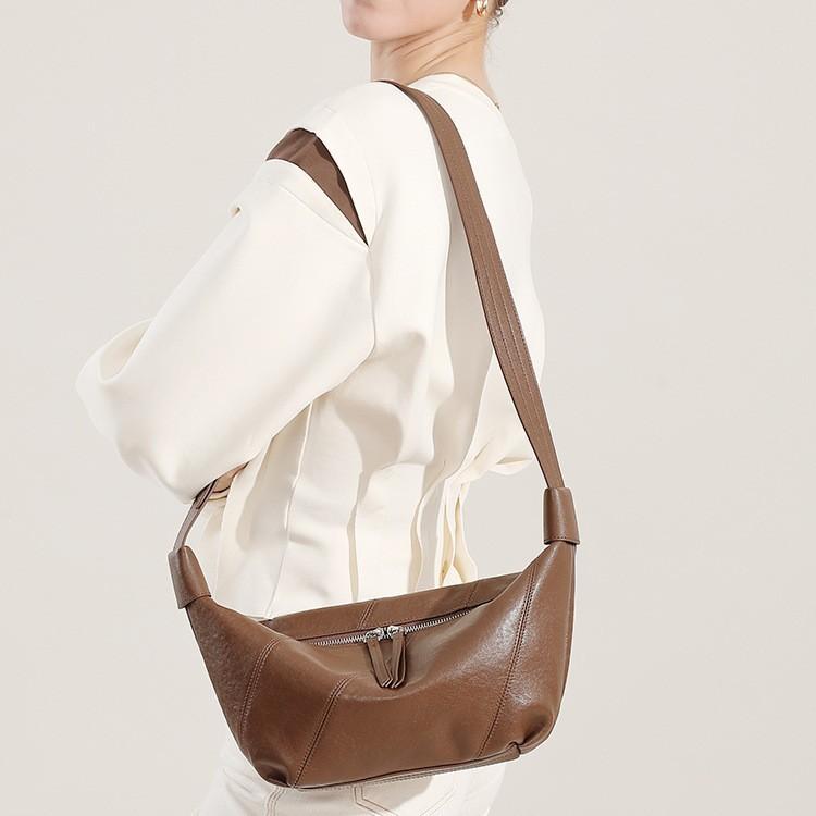 Fashion Trend Underarm Women's Bag Top Layer Cowhide Texture Single Shoulder Crossbody Bag Niche Design Genuine Leather Handbag