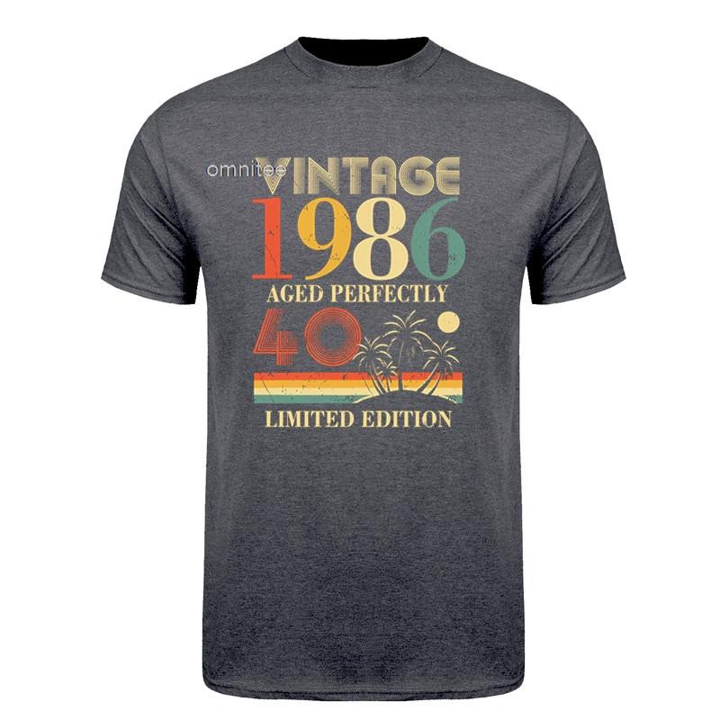 40 Years Old Vintage Born In 1986 T Shirt Unisex Streetwear Tee Funny Birthday Gift Shirt Short Sleeve Unisex Loose Clothing HJ011