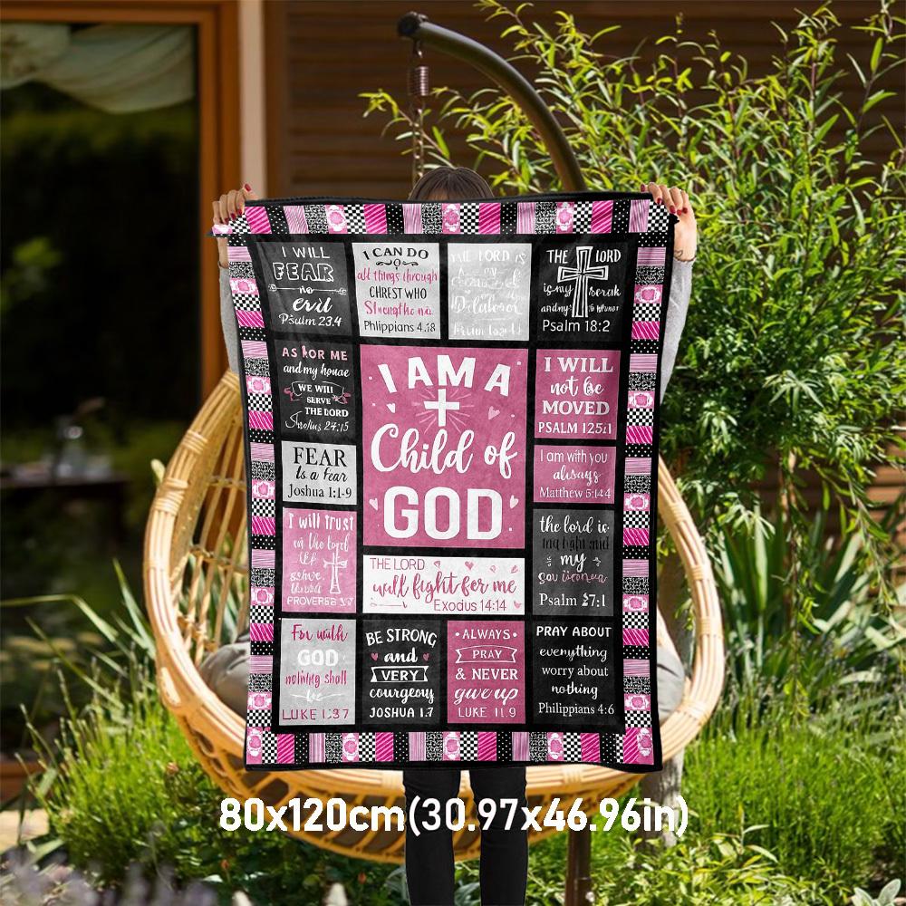 1pc Christian Quotes Blanket for Sofa Bed Soft and Light Bedding Ideal for Picnics, All-Season Christmas Outdoor Decor Accessories-c0803017