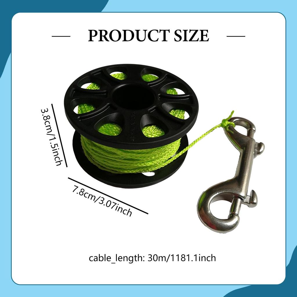 30M (98.43ft) Finger Diving Carabiner, Double Ended Snap Hook for Fishing And Underwater Sports