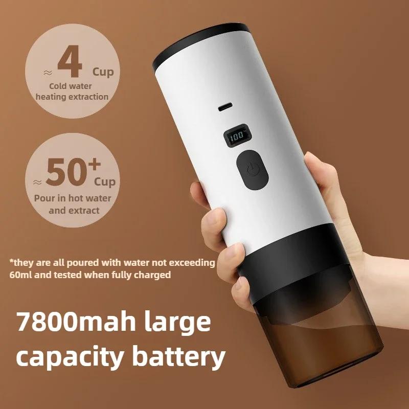 Portable Electric Coffee Maker 3-in-1 Capsule Coffee Grinder Travel Coffee Maker with Cordless Heating for Car and Home Camping