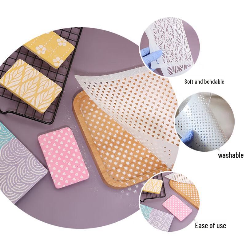 Cake Decorating Stencil & Powder Duster Set