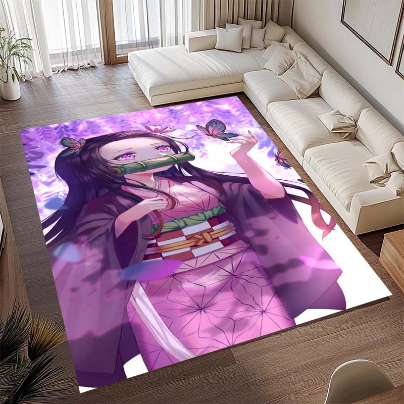 Anime-themed Kamado Nezuko Kimetsu No Yaiba Rug, Suitable for Playrooms, Bedrooms, Living Rooms, Sofas, and Other Home Décor;