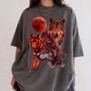 Wolf Roter Mond T-Shirt | Vintage 90er Wolf Grafik T-Shirt | Retro Naturfreund T-Shirt | Wildnis Tierliebhaber Geschenk | Wolf Unisex T-Shirt