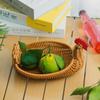 Retro Woven Animal Style Storage Rattan Woven Tea Tray  Restaurant Serving Tabletop Display