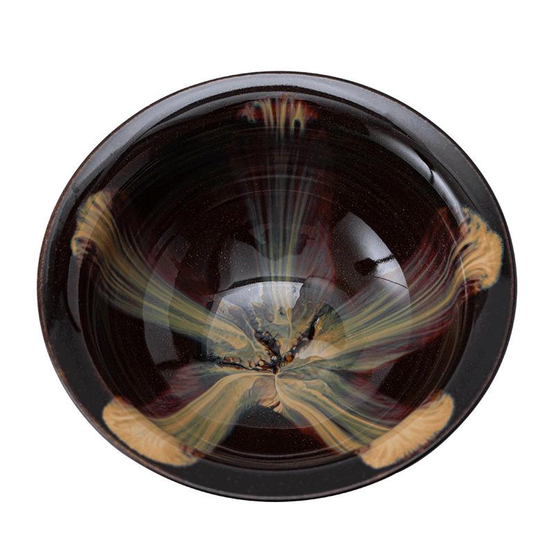Jun Kiln Tenmoku Glaze Large Tea Cup Creative Cup with Colorful Ceramic Tea Bowl Sand Gold Douli Cup Kung Fu Tea Set Master Cup