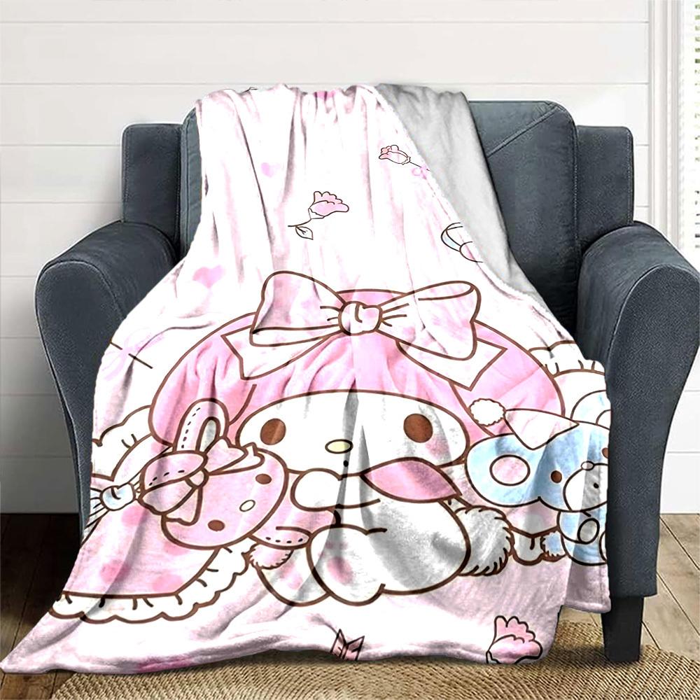 1 adet My Melody Hello Kitty battaniye Hafif Flanel Atkı Kanepe Yatak Seyahat Kamp Oturma Odası Ofis Koltuk Sandalye için