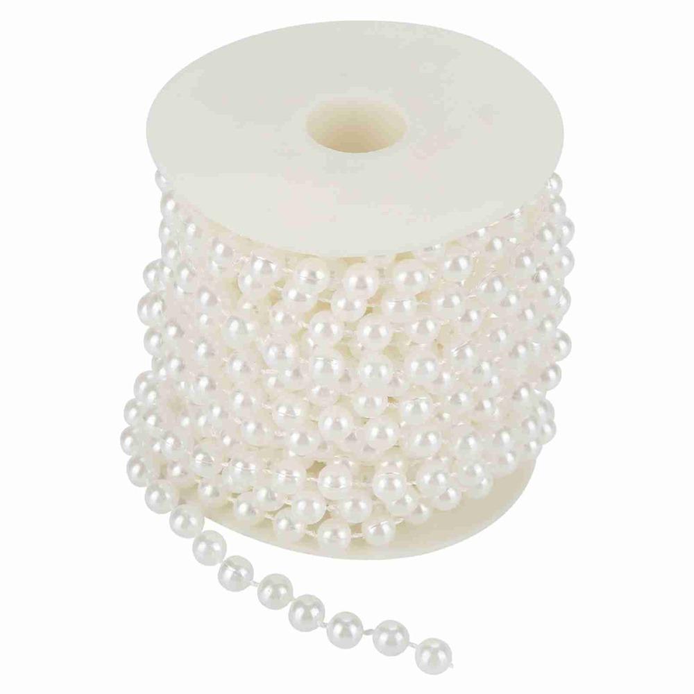 8mm Size Pearl Beads Garland White Faux Pearl Pearl Bead Roll Beige Color 10M Beads Garland Floral Centerpieces