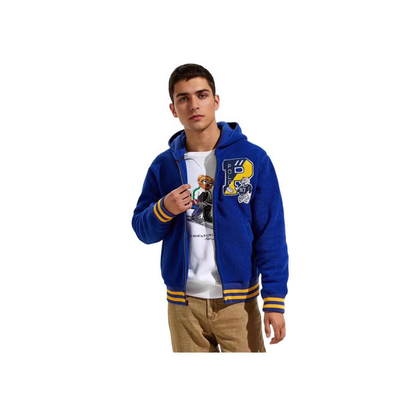 Мужская бейсбольная куртка Polo Ralph Lauren Tiger Letter с вышитыми буквами из флиса и капюшоном синяя 710775932-001 S 13223₽