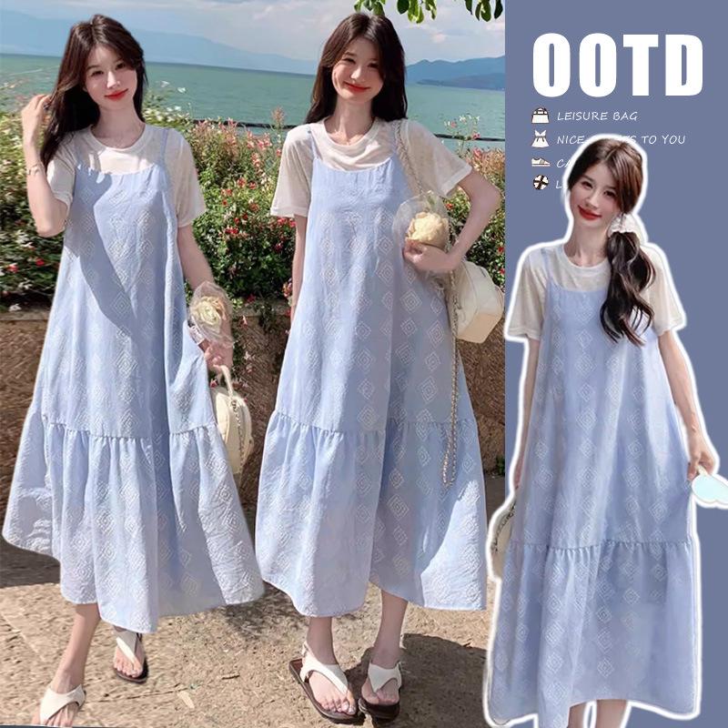 Summer 2026 Cotton Maternity Set: Loose, Breathable Short Sleeve Top & Support Pants – Skin-Friendly & Comfortable for Pregnancy Outings L