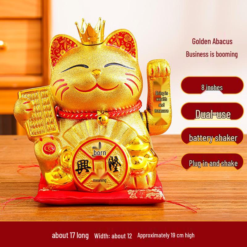 Ceramic Lucky Cat Figurine with Waving Hand – Customizable Gold Shop Gift for 2026 Opening Ceremony