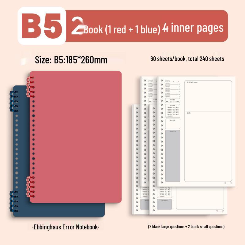 B5 Spiral Bound Loose-leaf Notebook with Colorful Retro Cover for Study and Office Use