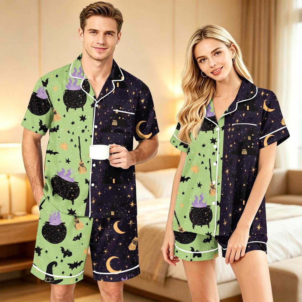 Couples Matching Halloween Pajama Set - Comfortable Sleepwear and Loungewear for Nighttime Relaxation