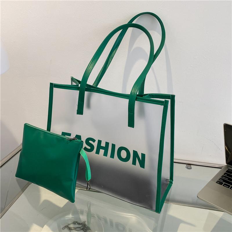 Today's Popular Transparent Big Bag Women's New Trendy Fashion Jelly Women's Bag Shoulder Big Bag Tote Bag