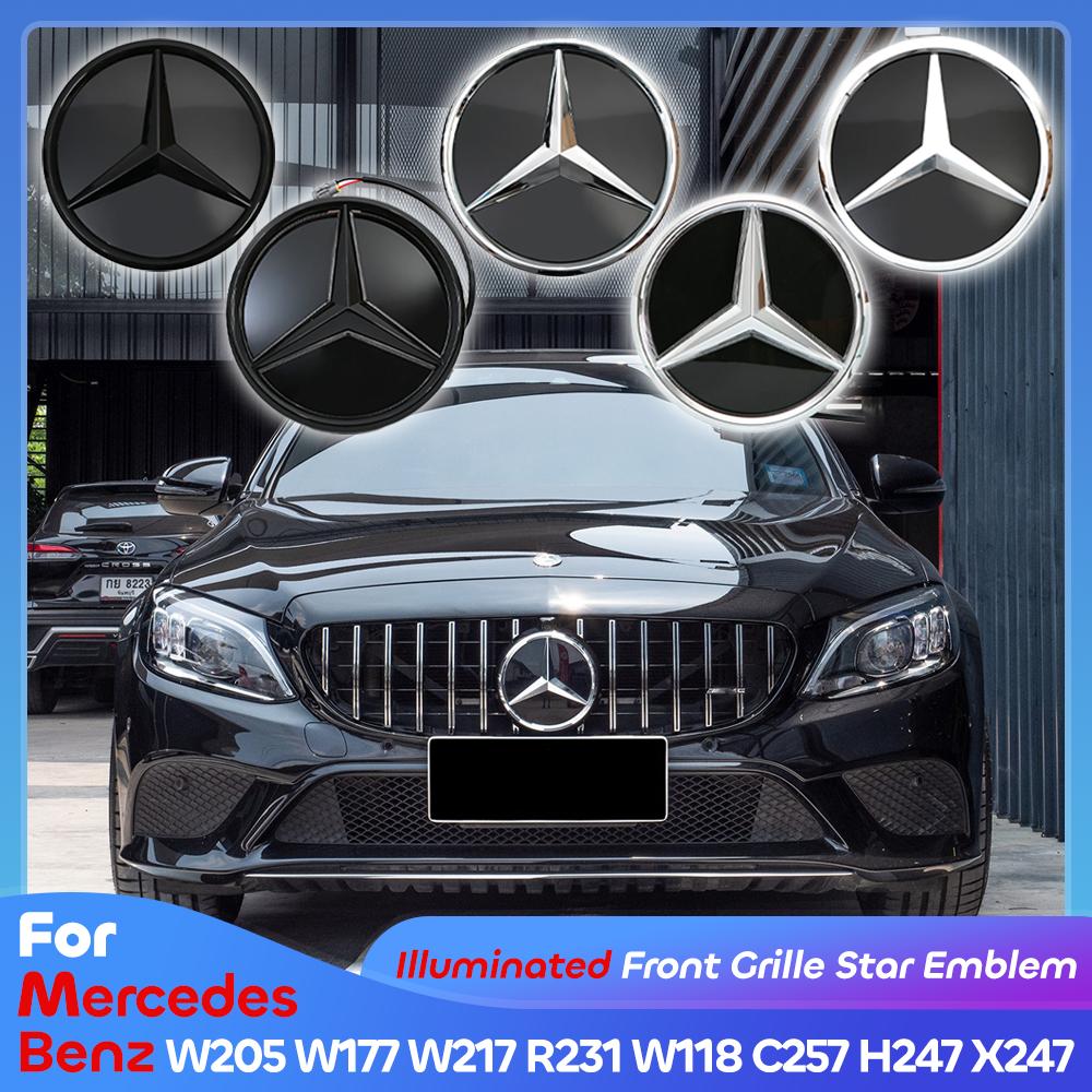 Front Grille Star Emblem Logo For Mercedes Benz A C S SL CLA GLA GLB-Class W205 W177 W217 R231 W118 C257 H247 X247 2020-2023 ETP7