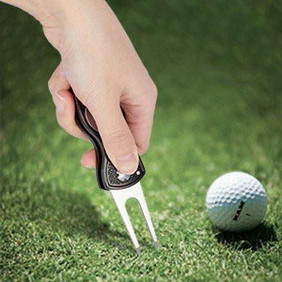 Golf Lawn Repair Folding Divot Tool - Plastic Ball Fork