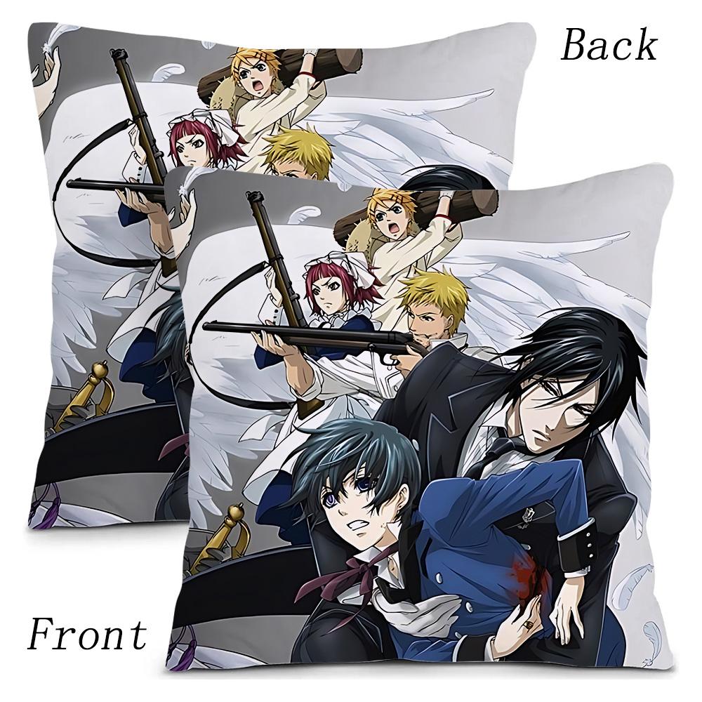 Anime Manga Black Butler Pillow Covers Cartoon Sofa Decorative Home Double-Sided Printing Short Plush Cute Cushion Cover