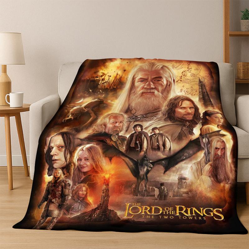 Movie L-Lord of The Rings H-Hobbit Flannel Blanket Soft Warm Blanket Throw Blanket for Bedroom Living Room Bed Picnic Gift Kid