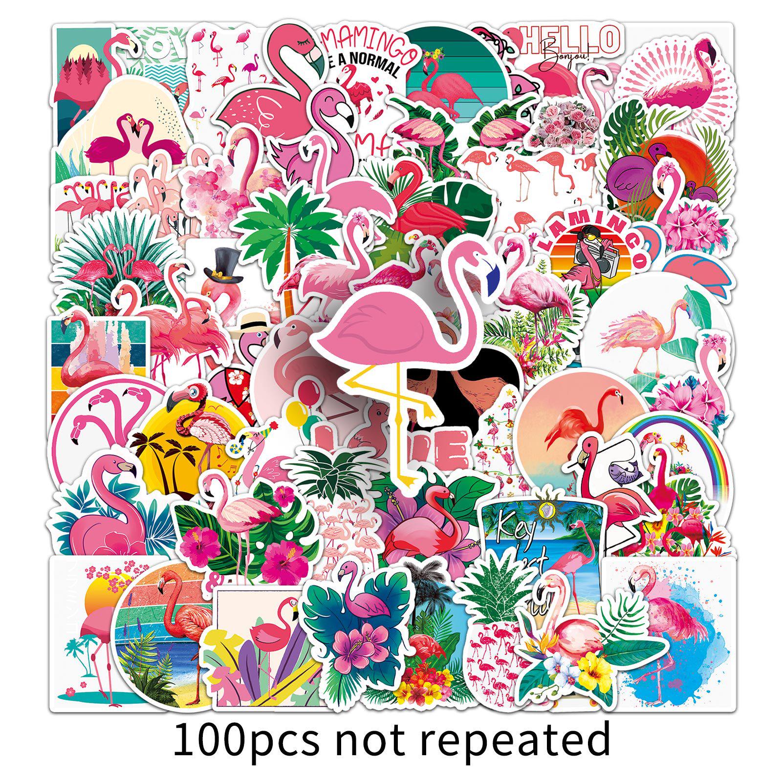 100 Cute Flamingo & Animal Stickers - Creative, Waterproof Stationery for DIY Journals