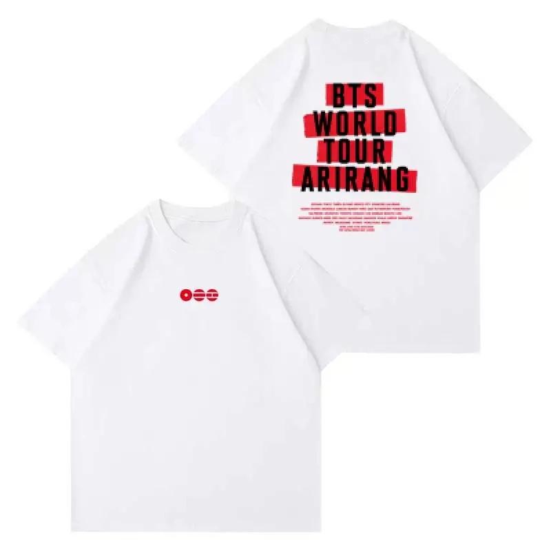 Kpop BTS 2026 Welttournee Arirang Gleicher Stil T-Shirt Herren Damen Mitglieder Namensliste Druck Lässiges Kurzarm-T-Shirt Koreanische Fans Geschenk