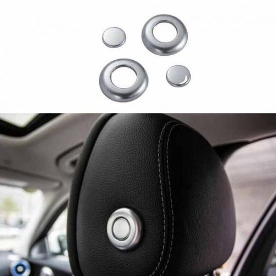 2015-21 Seat Headrest Adjust Button Ring Matte Silver Trim For Benz C-Class W205