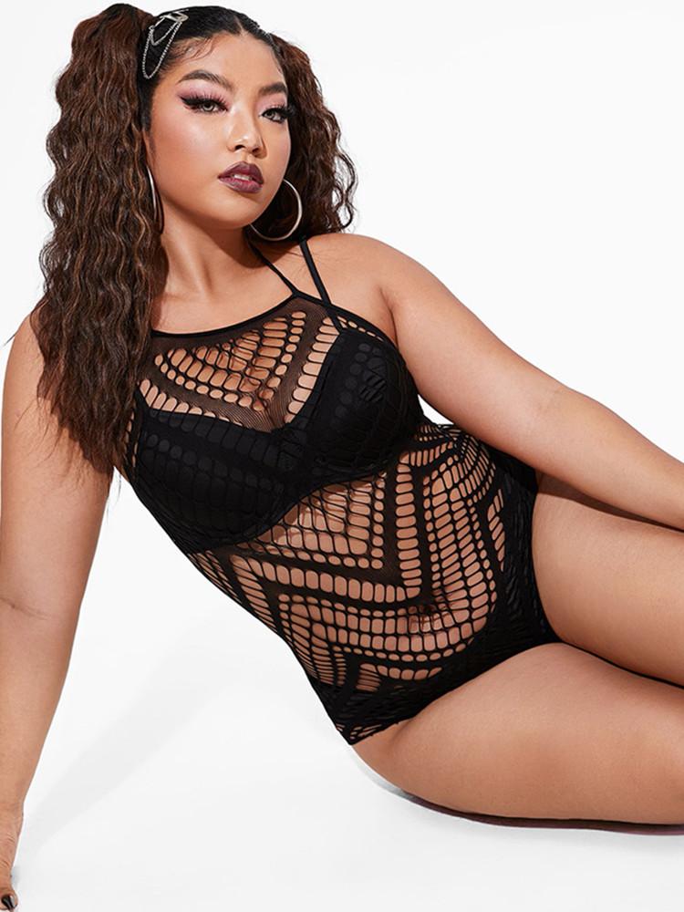 Body de Rejilla para Mujer Malla Ajustada Ropa Interior Elástico Alto Body de una Pieza Moda Femenina Ropa de Dormir