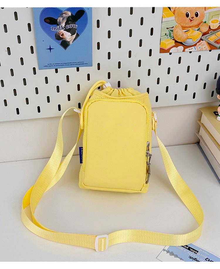 High-Value Universal Crossbody Drawstring Phone Bag for Women - Outdoor Sports, Water Bottle Holder, Simple Square Design