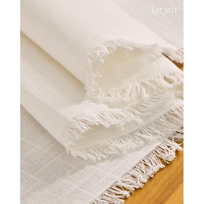 Letjolt White Table Runner 72 Inches Farmhouse Table Runner Slub Texture Cotton Linen Table Decor Rustic Home Table Decoration Wedding Reception