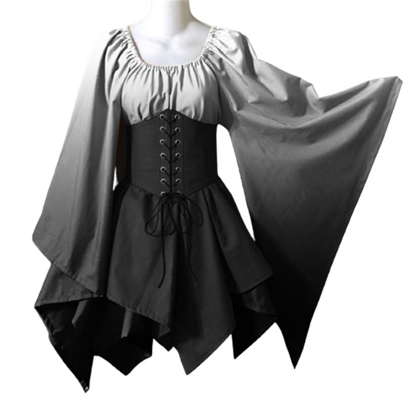 Fantasia de Performance de Halloween Nova Europeia e Americana para Mulheres Vestido Renascentista Medieval Gótico Cosplay Vestido de Palco