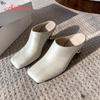 Fashion Aphixta 6.5cm High Heels Elegant Women Slides Square Toe Shallow Summer Dress Slides Sexy Metal Strange Style Heels Shoes Size42