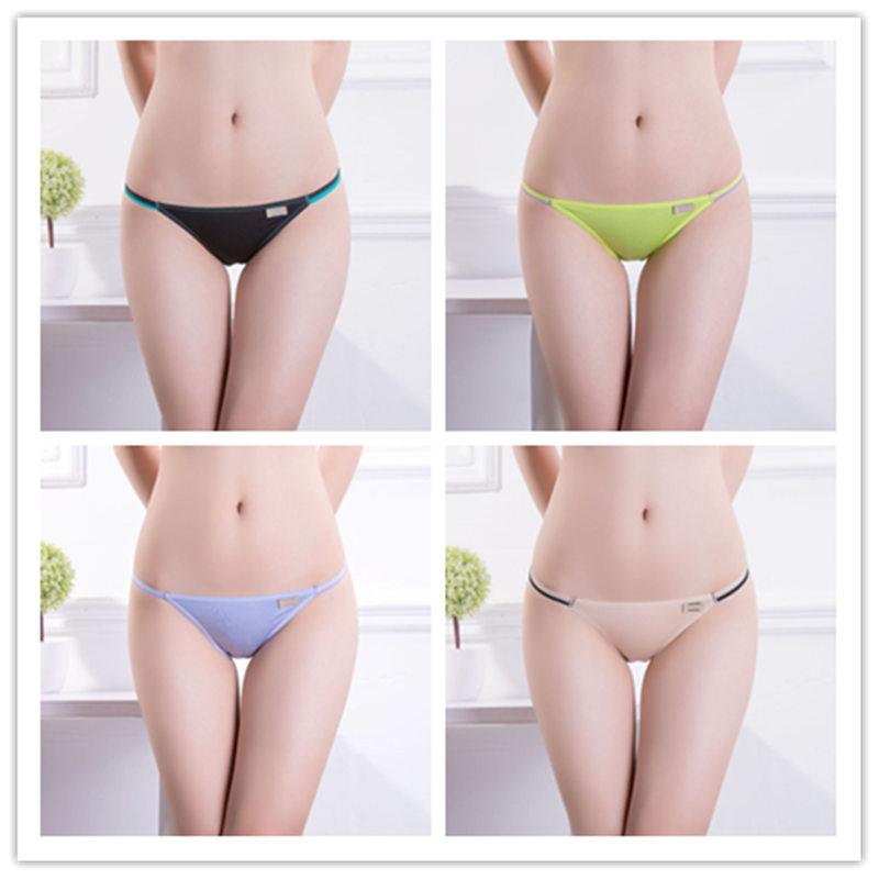 Women's Sexy Underwear String Panties Low Waist Seamless Briefs Ladies Bikini Soft Cotton Lingerie 4 Pcs/set