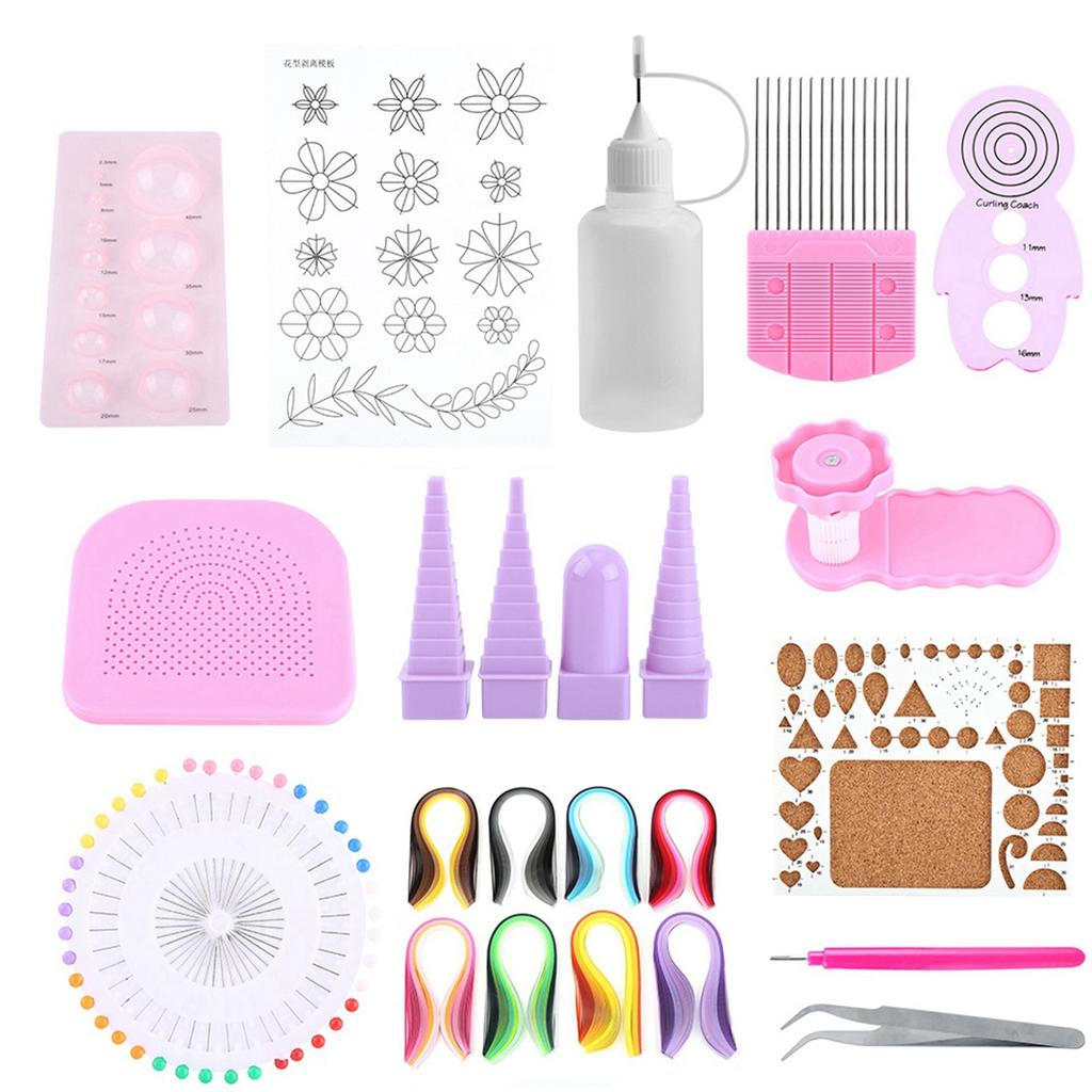 1 Set   Quilling Paper Craft Rolling Kit Slotted Tools Strips Tweezer For Decoration