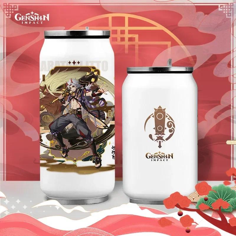 Anime Genshin Impact Thermos Bottle Stainless Steel Coffee Mup Zhongli Klee Portable Water Cup Drinking Bottle Thermos Flask