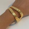  Waterproof 316L Stainless Steel Metal Round Bracelet Bangle Women Minimalist 18k Gold Color Texture Charm Jewelry