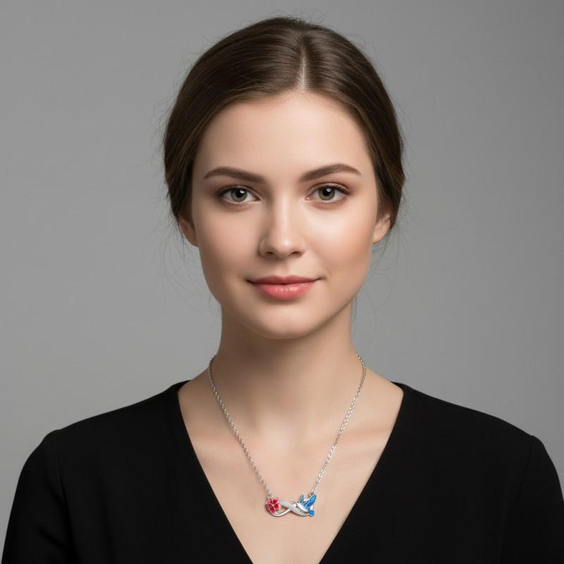 Elegant Hummingbird Pendant Necklace With Infinity Symbol Plated Copper Chain Lightweight Chic Jewelry Women