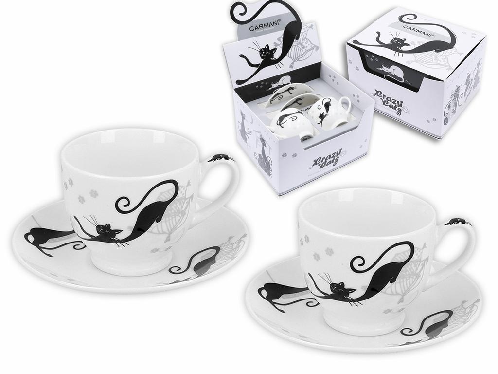 Komplet 2 Szt Filiżanki Espresso Ze Spodkami Koci Świat Koty Carmani Dar