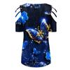 Women's Fashion Casual Loose Print Short Sleeve V-neck Zipper Off-shoulder Top