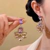 High‑Texture Women Earrings, European‑American Exaggerated‑Designed Long Fringed Earrings With Diamond‑Inlaid Flower, Fashion‑Versatile Ear Ornaments