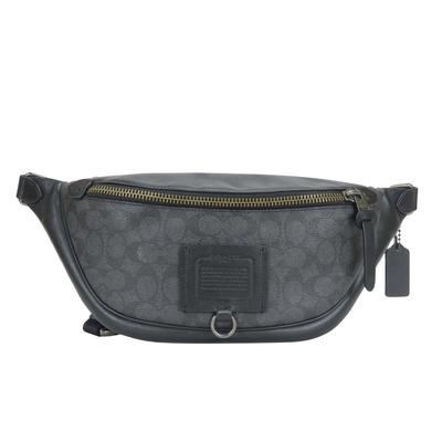Używana torba na ciało COACH Signature 40345 PVC/skóra czarno-szara Saszetka na pas