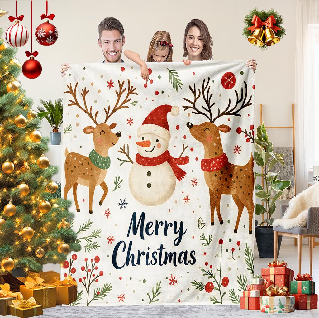 Christmas Series Printed Blanket for Sofa Bed Travel Camping Living Room Office Conditioning Blanket for All Seasons Gifts