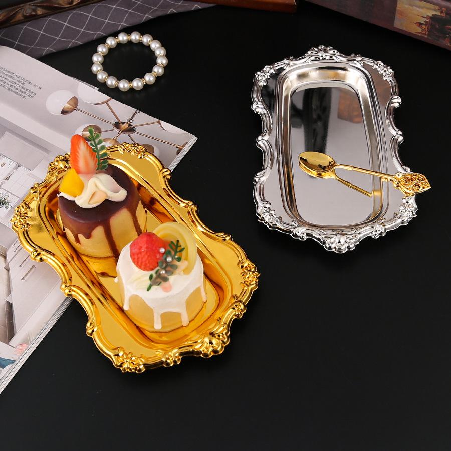 Nordic Dried Fruit Plate Silver Metal Snacks Tray for Wedding Gifts Cake Dessert Cake Pan for Party Birthday Party
