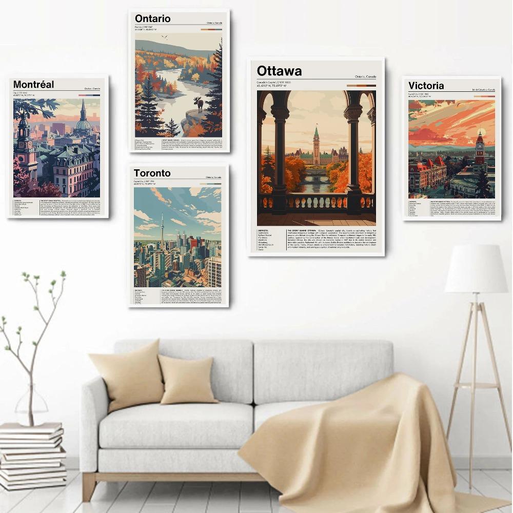 Kanada Reise Chic Stadtlandschaft Poster Vintage St. Johns Toronto Drucke Leinwandgemälde Wandkunst Bilder Heim Wohnzimmer Dekor