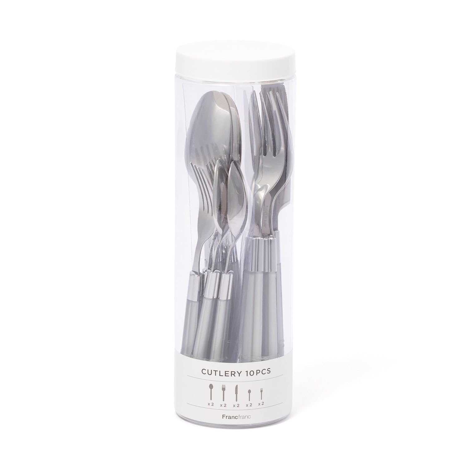 Francfranc Cutlery 10-Piece Set Connie Gray Spoon Fork Knife